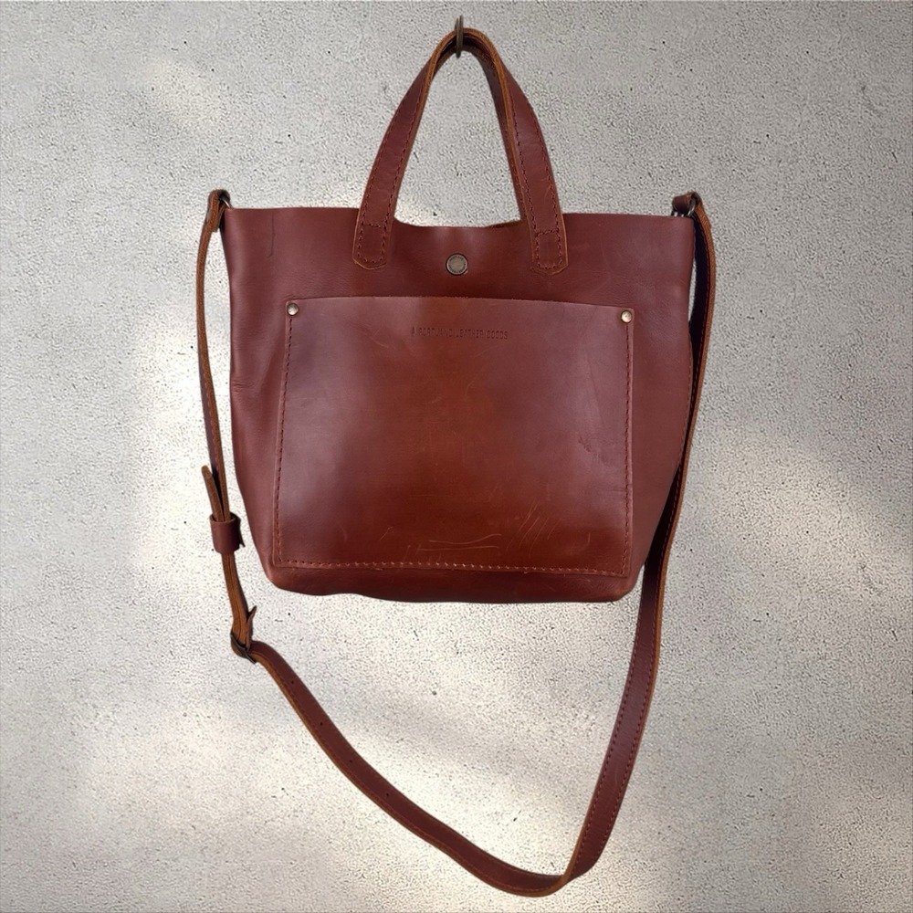 Portland Leather Goods (PLG) Mini Crossbody Tote Bag - Nutmeg Brown